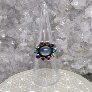 Vintage Rainbow Moonstone Nicky Butler Ring 925